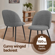 Artiss Dining Chairs Set of 2 Linen Solid Curved Houndstooth MO-DIN-02-LI-HSX2