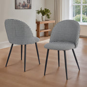 Artiss Dining Chairs Set of 2 Linen Solid Curved Houndstooth MO-DIN-02-LI-HSX2