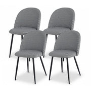 Artiss Dining Chairs Set of 4 Linen Solid Curved Houndstooth MO-DIN-02-LI-HSX4