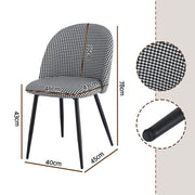 Artiss Dining Chairs Set of 4 Linen Solid Curved Houndstooth MO-DIN-02-LI-HSX4
