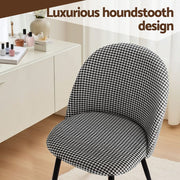 Artiss Dining Chairs Set of 4 Linen Solid Curved Houndstooth MO-DIN-02-LI-HSX4