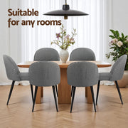 Artiss Dining Chairs Set of 4 Linen Solid Curved Houndstooth MO-DIN-02-LI-HSX4