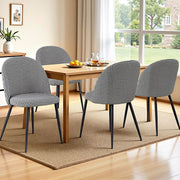 Artiss Dining Chairs Set of 4 Linen Solid Curved Houndstooth MO-DIN-02-LI-HSX4