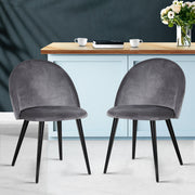 Artiss Dining Chairs Set of 2 Velvet Solid Curved Dark Grey MO-DIN-02-VEL-BKX2