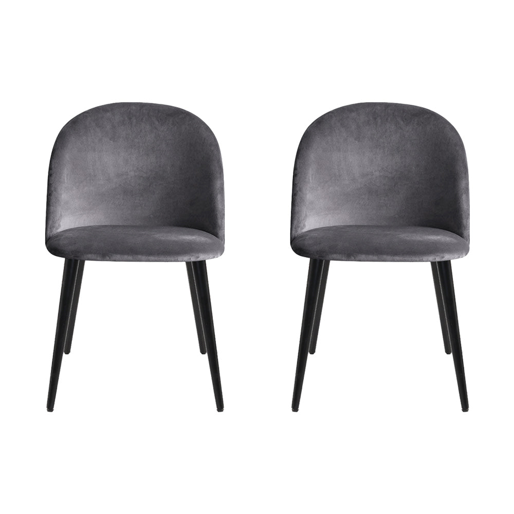 Artiss Dining Chairs Set of 2 Velvet Solid Curved Dark Grey MO-DIN-02-VEL-BKX2