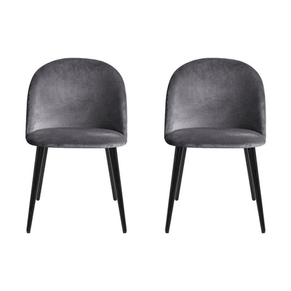 Artiss Dining Chairs Set of 2 Velvet Solid Curved Dark Grey MO-DIN-02-VEL-BKX2