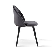 Artiss Dining Chairs Set of 2 Velvet Solid Curved Dark Grey MO-DIN-02-VEL-BKX2