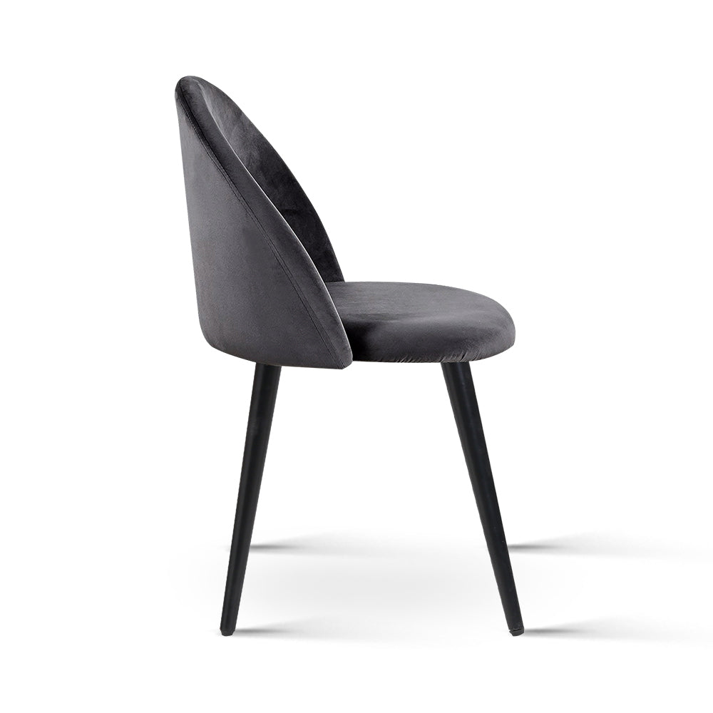 Artiss Dining Chairs Set of 2 Velvet Solid Curved Dark Grey MO-DIN-02-VEL-BKX2