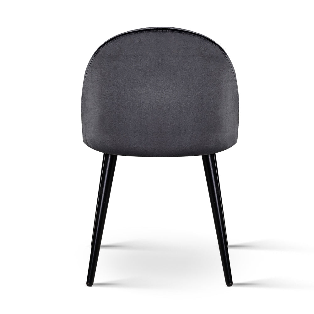 Artiss Dining Chairs Set of 2 Velvet Solid Curved Dark Grey MO-DIN-02-VEL-BKX2