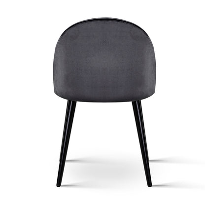 Artiss Dining Chairs Set of 2 Velvet Solid Curved Dark Grey MO-DIN-02-VEL-BKX2