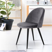 Artiss Dining Chairs Set of 2 Velvet Solid Curved Dark Grey MO-DIN-02-VEL-BKX2