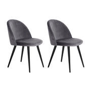 Artiss Dining Chairs Set of 2 Velvet Solid Curved Dark Grey MO-DIN-02-VEL-BKX2