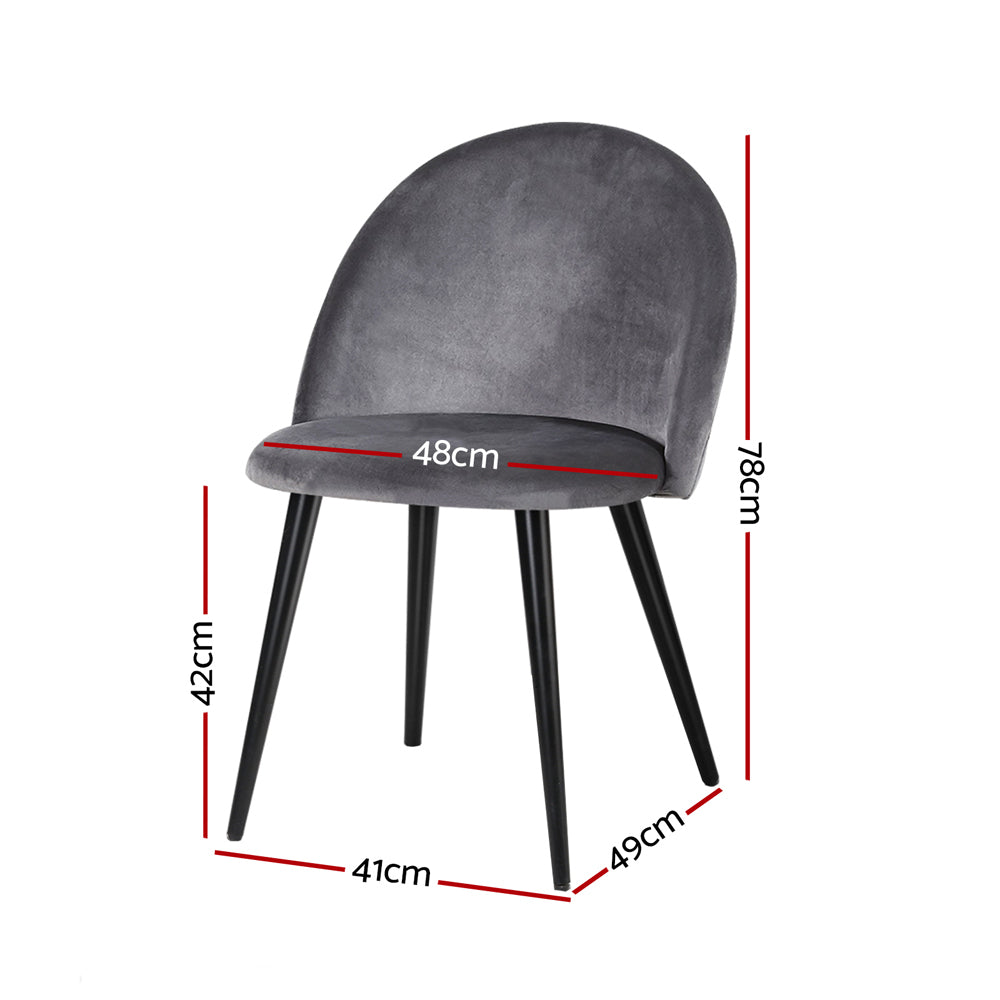 Artiss Dining Chairs Set of 4 Velvet Solid Curved Dark Grey MO-DIN-02-VEL-BKX4