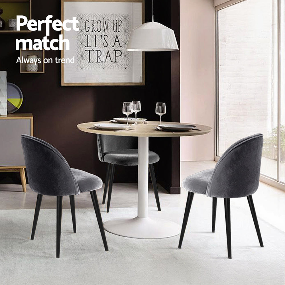 Artiss Dining Chairs Set of 4 Velvet Solid Curved Dark Grey MO-DIN-02-VEL-BKX4