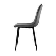 Artiss Dining Chairs Set of 4 Velvet Horizontal Slope Grey MO-DIN-03-VEL-GYX4