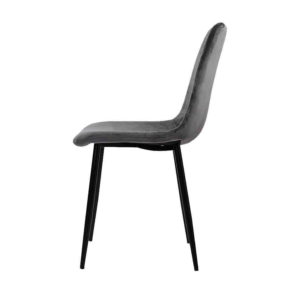 Artiss Dining Chairs Set of 4 Velvet Horizontal Slope Grey MO-DIN-03-VEL-GYX4
