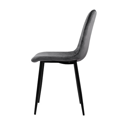 Artiss Dining Chairs Set of 4 Velvet Horizontal Slope Grey MO-DIN-03-VEL-GYX4