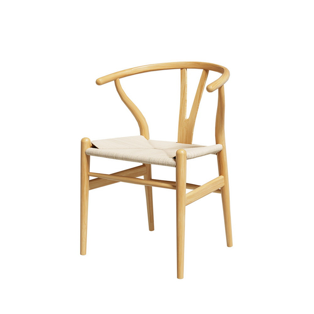 Artiss Dining Chair Wooden Rattan Seat Wishbone Back MO-DIN-B-01-RAT-WD
