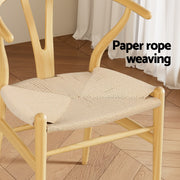 Artiss Dining Chair Wooden Rattan Seat Wishbone Back MO-DIN-B-01-RAT-WD