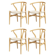 1 Set of 4 Artiss Dining Chairs Wooden Rattan Seat Wishbone Back MO-DIN-B-01-RAT-WDX4