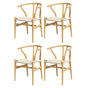 1 Set of 4 Artiss Dining Chairs Wooden Rattan Seat Wishbone Back MO-DIN-B-01-RAT-WDX4