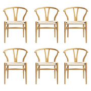 1 Set of 6 Artiss Dining Chairs Wooden Rattan Seat Wishbone Back MO-DIN-B-01-RAT-WDX6
