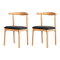Artiss 2x Dining Chairs Rubber Wood Leather Seat Black MO-DIN-B-02-PU-BKX2