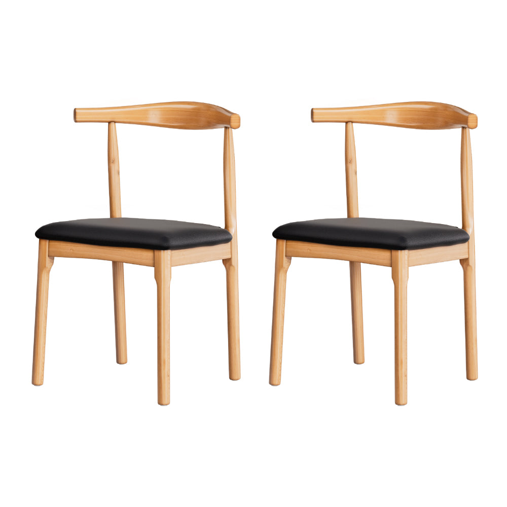 Artiss 2x Dining Chairs Rubber Wood Leather Seat Black MO-DIN-B-02-PU-BKX2