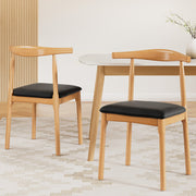Artiss 2x Dining Chairs Rubber Wood Leather Seat Black MO-DIN-B-02-PU-BKX2