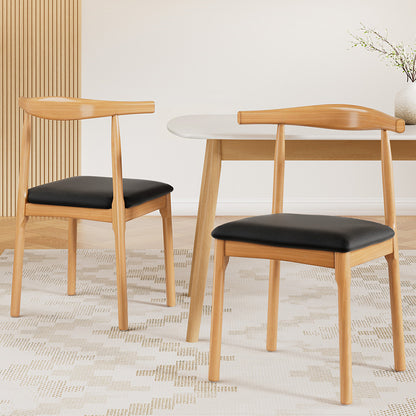 Artiss 2x Dining Chairs Rubber Wood Leather Seat Black MO-DIN-B-02-PU-BKX2