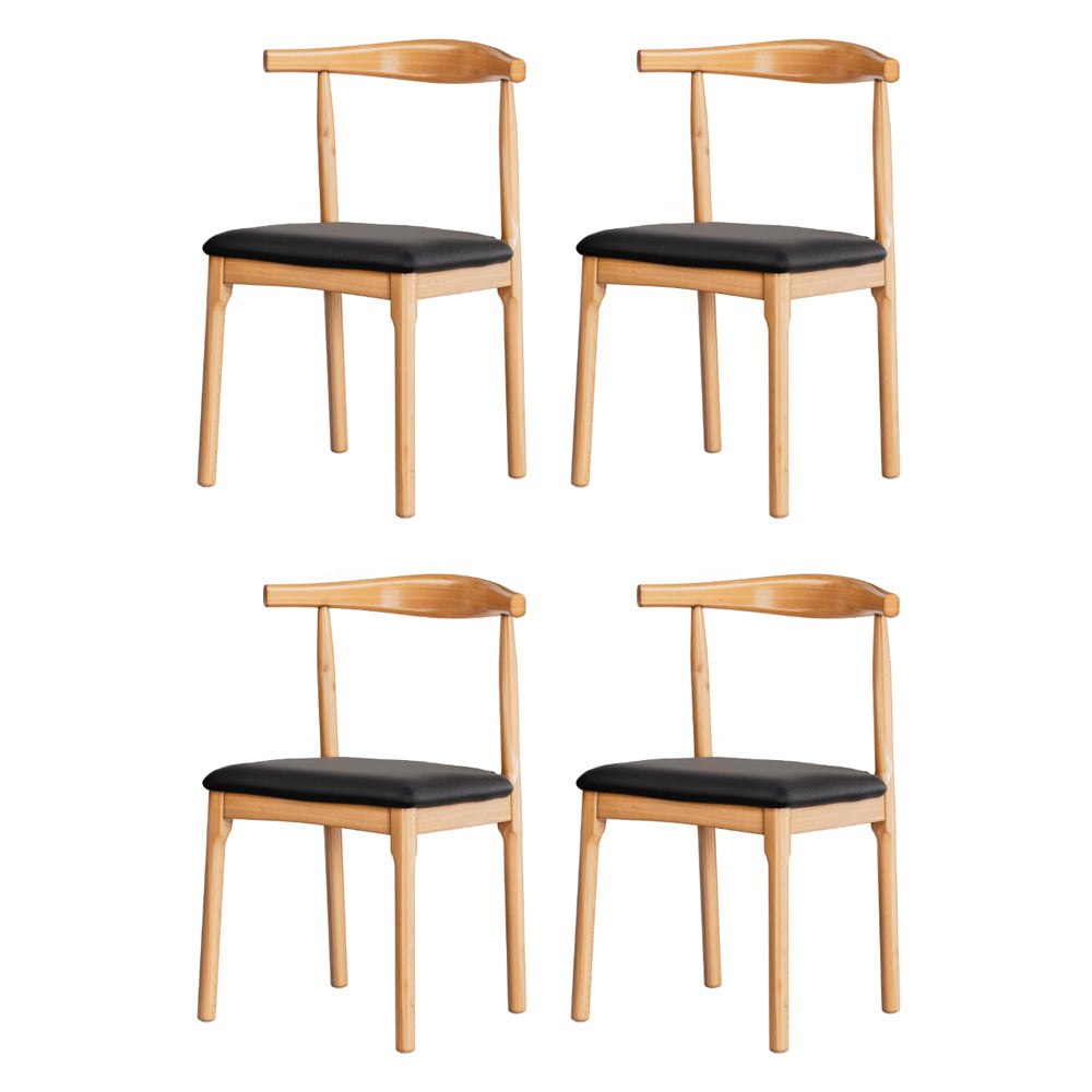 Artiss 4x Dining Chairs Rubber Wood Leather Seat Black MO-DIN-B-02-PU-BKX4