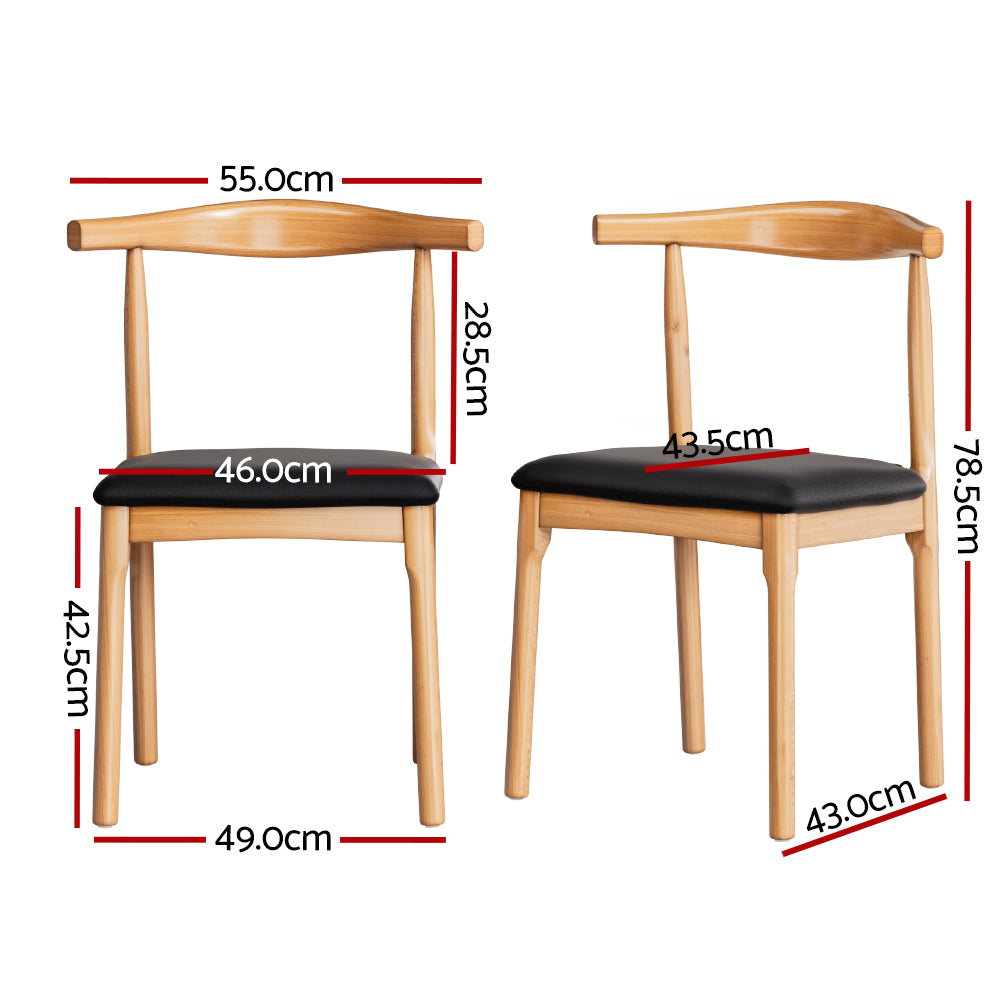 Artiss 4x Dining Chairs Rubber Wood Leather Seat Black MO-DIN-B-02-PU-BKX4
