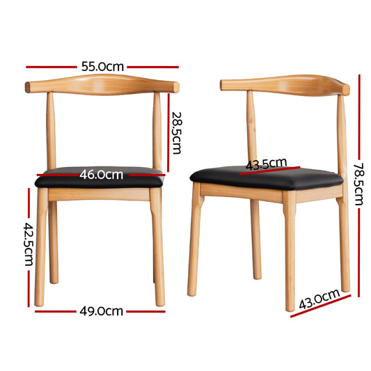 Artiss 4x Dining Chairs Rubber Wood Leather Seat Black MO-DIN-B-02-PU-BKX4