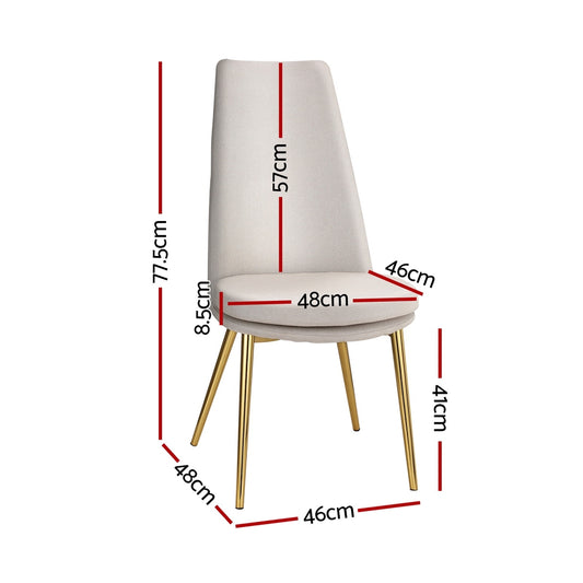 Artiss Dining Chairs Set of 2 Linen Fabric High Back Beige MO-DIN-C-01-FA-BGX2