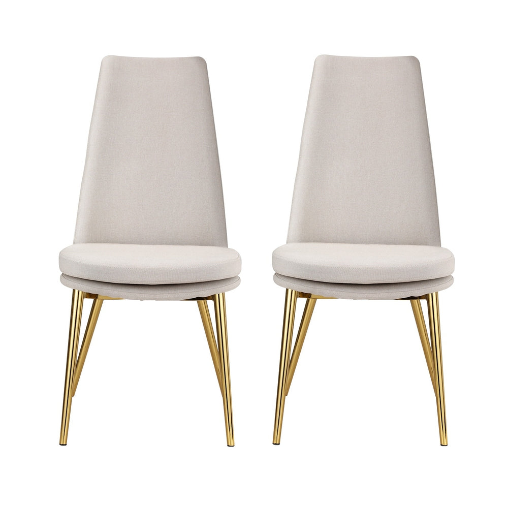 Artiss Dining Chairs Set of 2 Linen Fabric High Back Beige MO-DIN-C-01-FA-BGX2