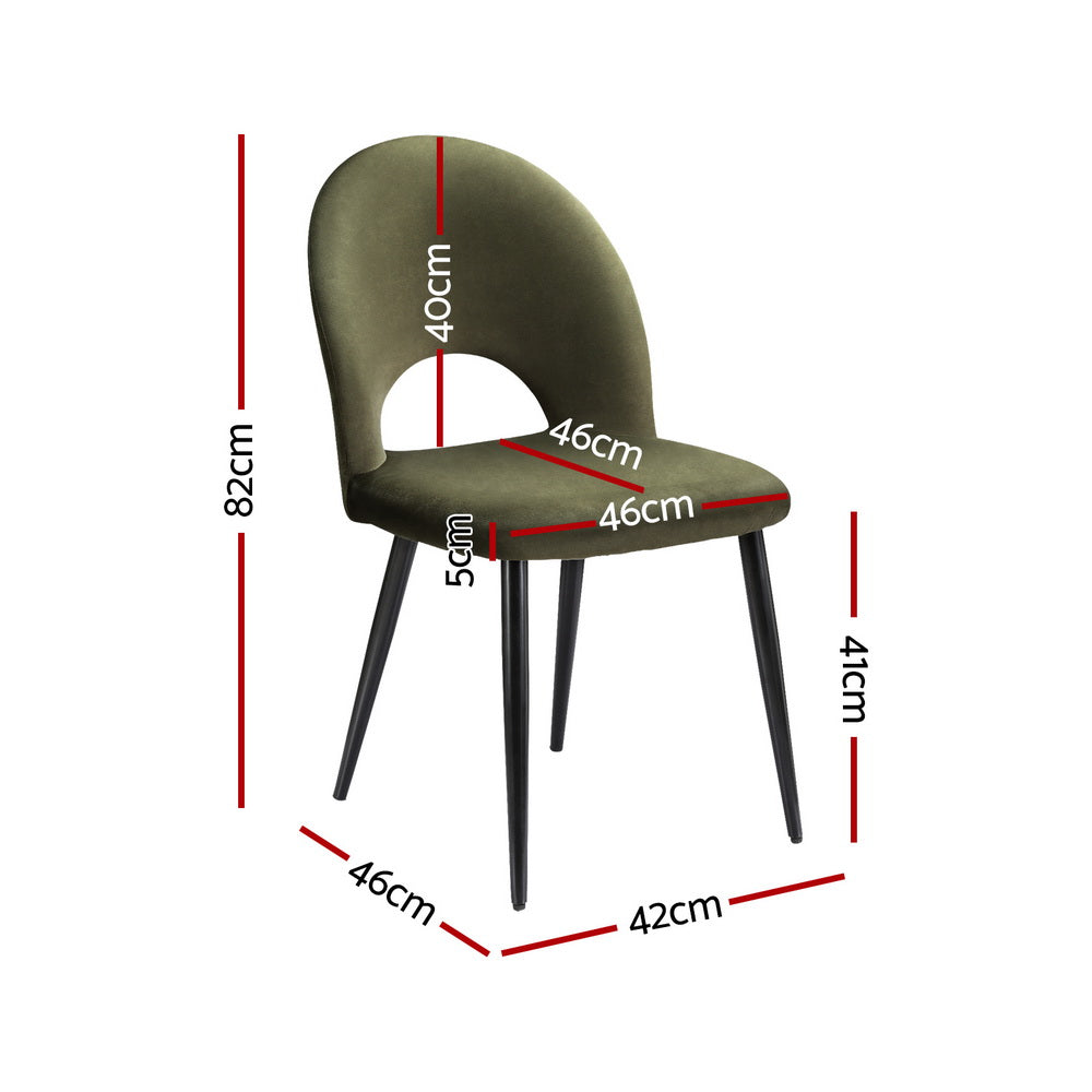 Artiss Dining Chairs Set of 4 Velvet Hollow Green MO-DIN-C-01-VEL-GNX4