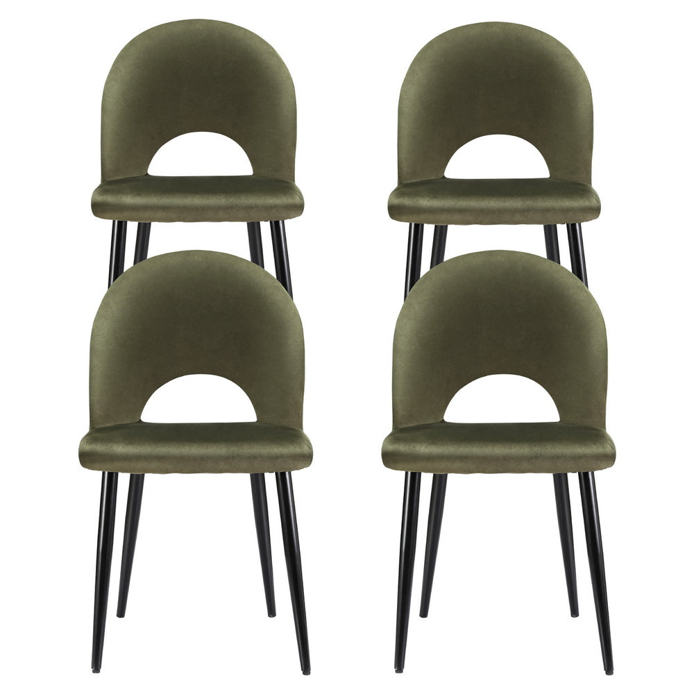 Artiss Dining Chairs Set of 4 Velvet Hollow Green MO-DIN-C-01-VEL-GNX4