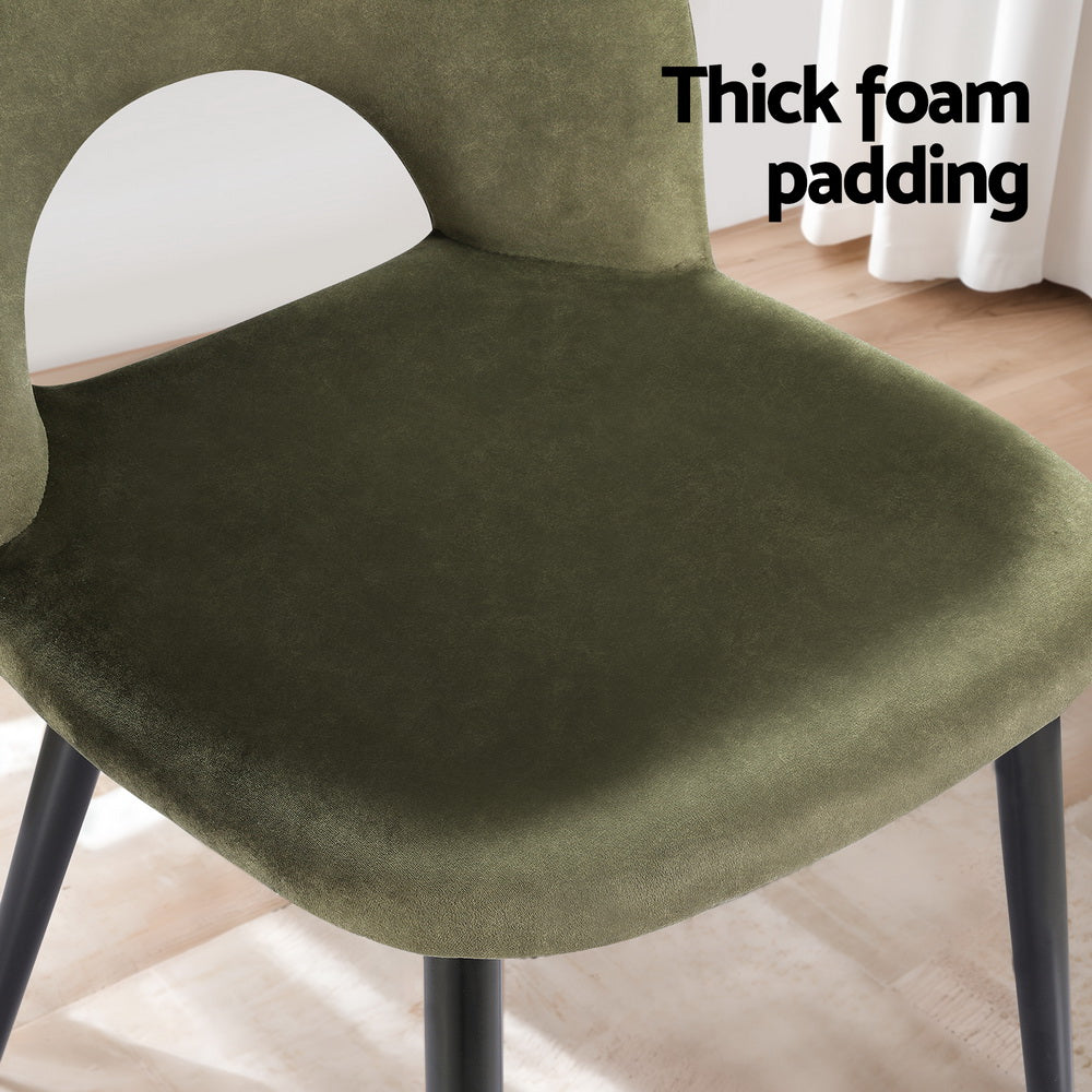 Artiss Dining Chairs Set of 4 Velvet Hollow Green MO-DIN-C-01-VEL-GNX4