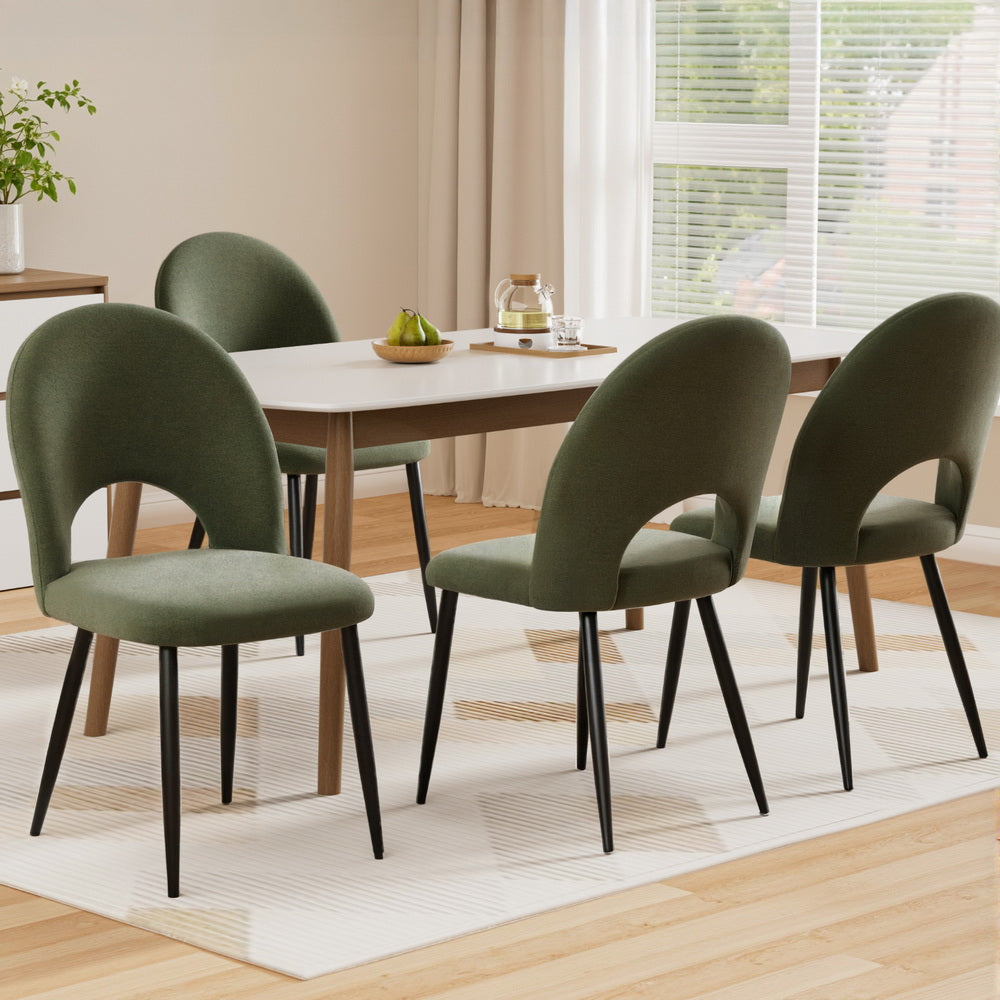 Artiss Dining Chairs Set of 4 Velvet Hollow Green MO-DIN-C-01-VEL-GNX4