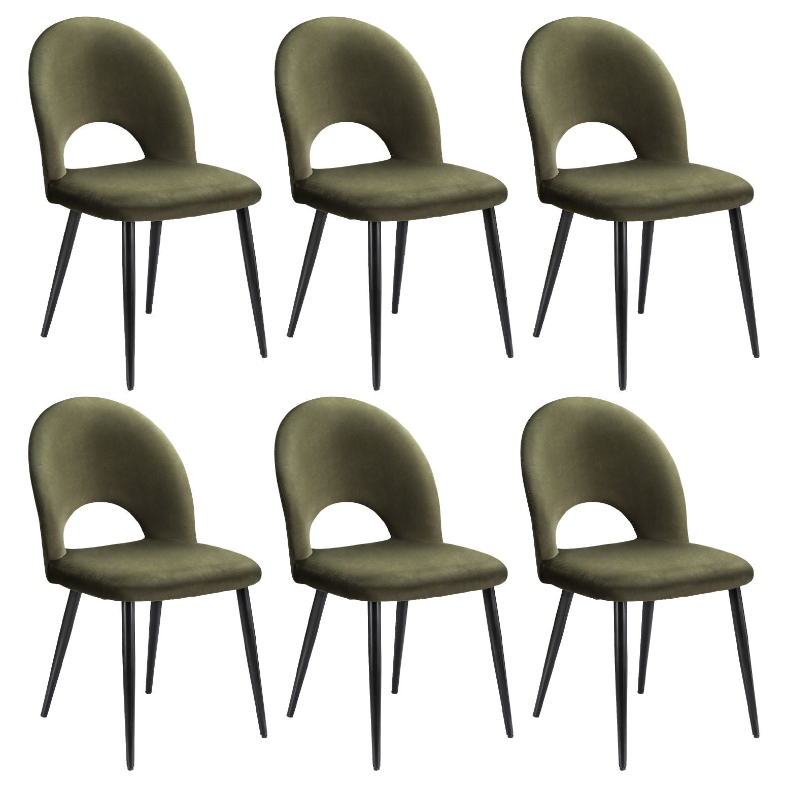 Artiss Dining Chairs Set of 6 Velvet Hollow Green MO-DIN-C-01-VEL-GNX6