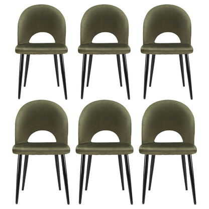Artiss Dining Chairs Set of 6 Velvet Hollow Green MO-DIN-C-01-VEL-GNX6