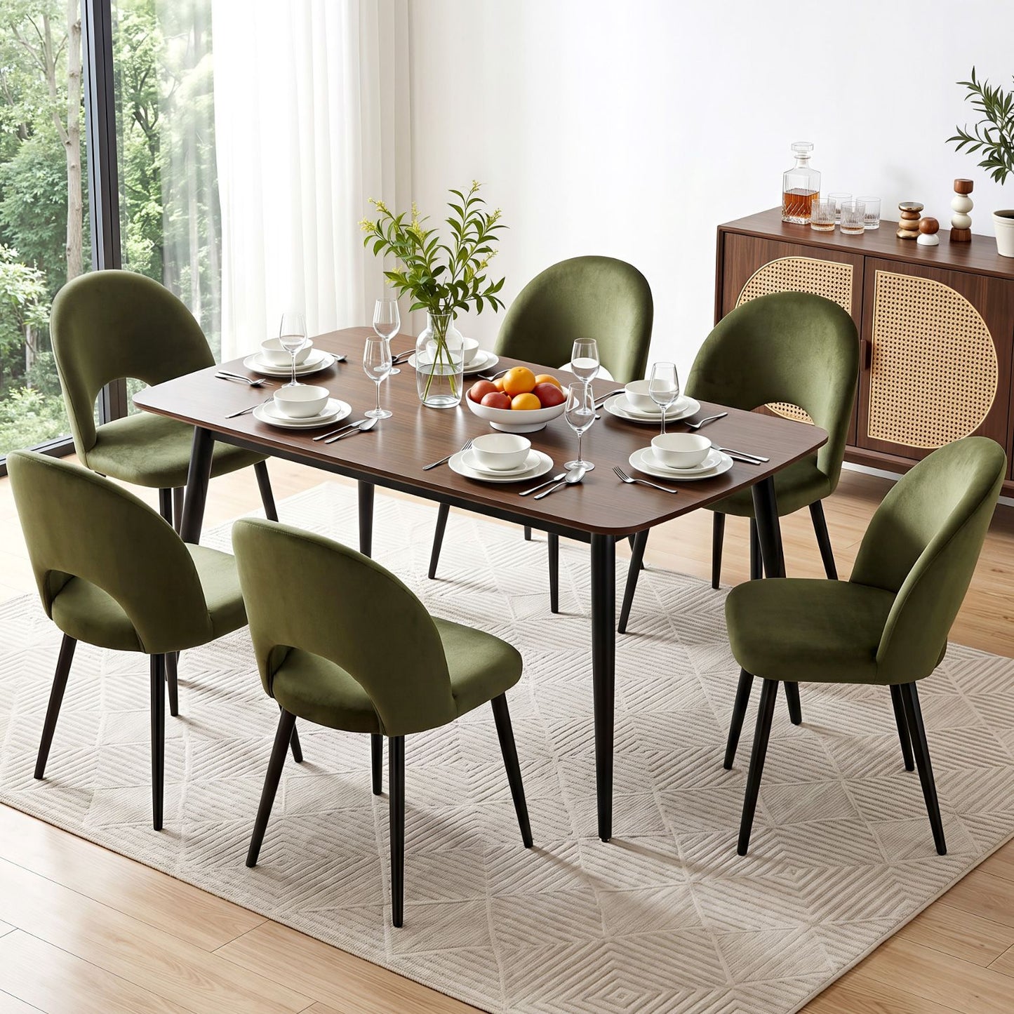 Artiss Dining Chairs Set of 6 Velvet Hollow Green MO-DIN-C-01-VEL-GNX6
