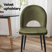 Artiss Dining Chairs Set of 6 Velvet Hollow Green MO-DIN-C-01-VEL-GNX6