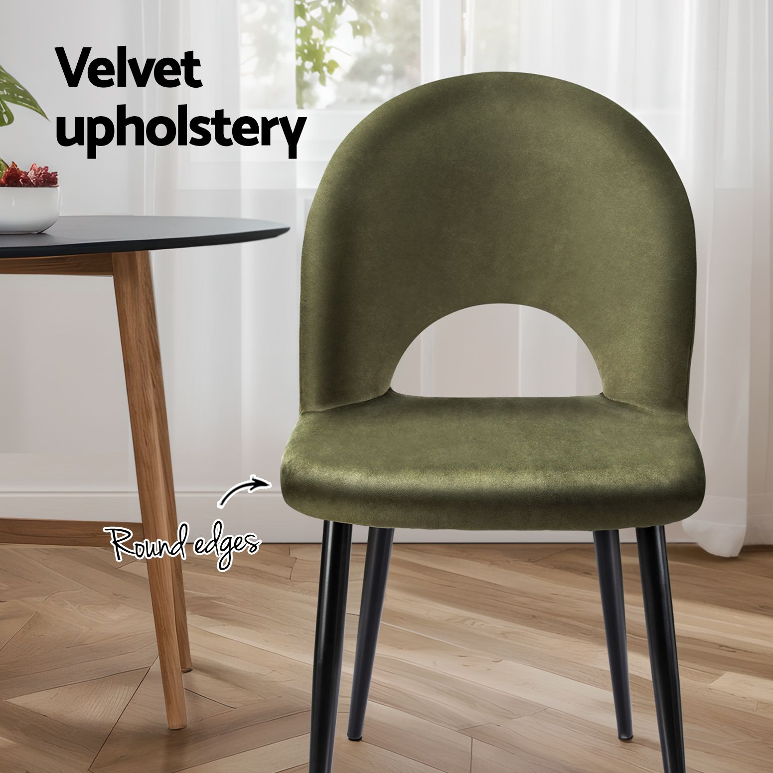 Artiss Dining Chairs Set of 6 Velvet Hollow Green MO-DIN-C-01-VEL-GNX6