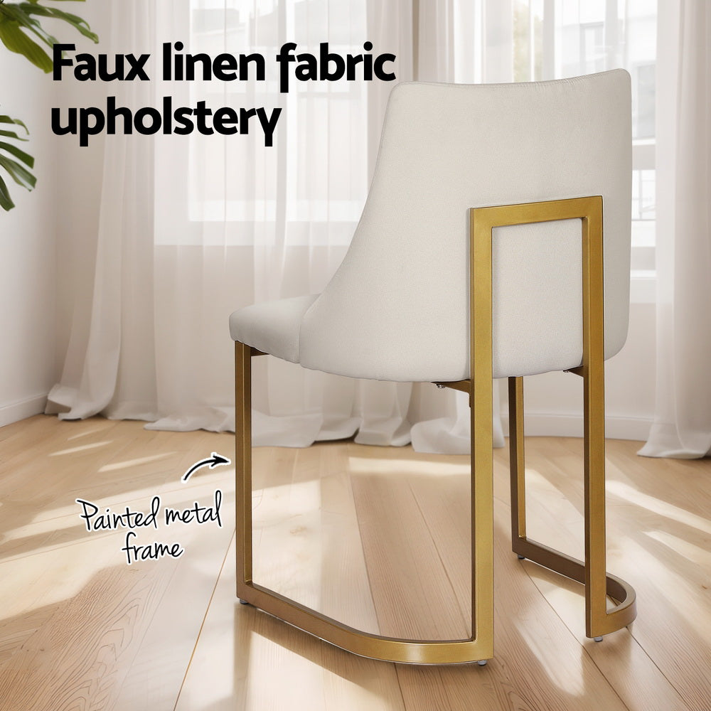 Artiss Dining Chairs Set of 2 Linen Fabric Frame Beige MO-DIN-C-02-FA-BGX2