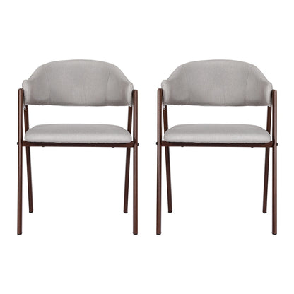 Artiss Dining Chairs Set of 2 Linen Hollow Armchair Grey MO-DIN-C-03-FA-GYX2