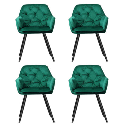 Artiss Dining Chairs Set of 4 Velvet Diamond Tufted Armchair Green MO-DIN-GRS058-VEL-GNX4