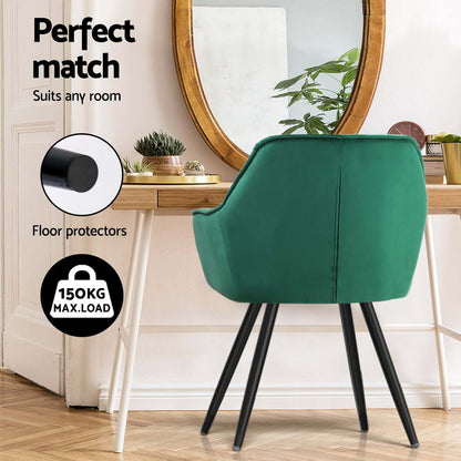 Artiss Dining Chairs Set of 4 Velvet Diamond Tufted Armchair Green MO-DIN-GRS058-VEL-GNX4