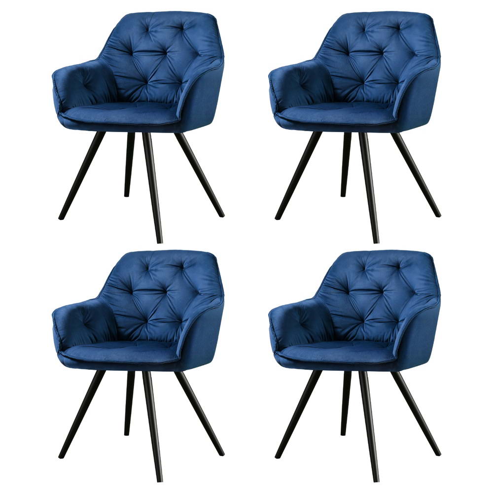 Artiss Dining Chairs Set of 4 Velvet Diamond Tufted Armchair Blue MO-DIN-GRS058-VEL-NAX4