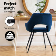 Artiss Dining Chairs Set of 4 Velvet Hollow Armchair Blue MO-DIN-KJC115-VEL-NAX4